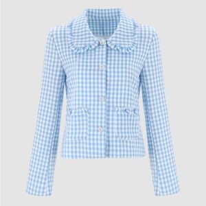 DOLL COLLAR CHECK PATTERN JACKET. NWOT